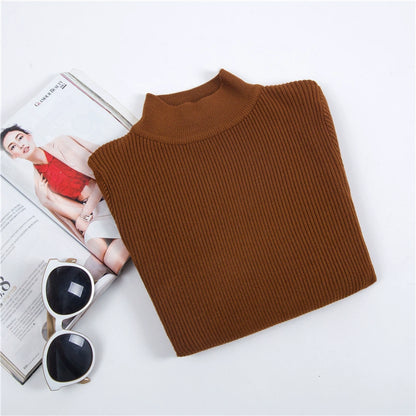 Half-High Collar Thin Elastic Bottoming Long-Sleeved knit Tops For Autumn And Winter