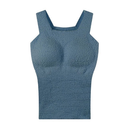 Fleece And Thickened Design Plush Thermal Vest With A Chest Pad Tops