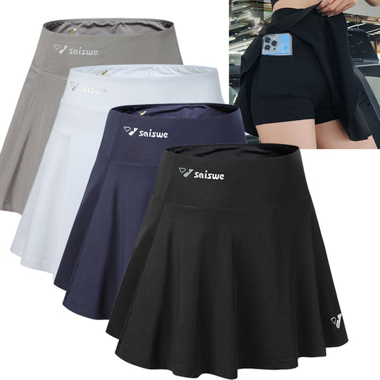 Women's Sports Short Skirt Quick-Drying Breathable Half-Length Pleated Pants Skirt
