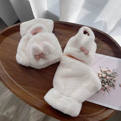 Autumn and Winter Double-Layer Plush Half-Finger Velvet Thickened Gloves