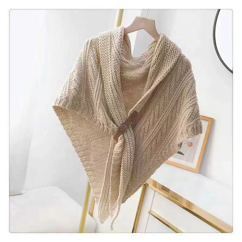 Women's Knitted Triangular Scarf Cape Shawl For Autumn And Winter