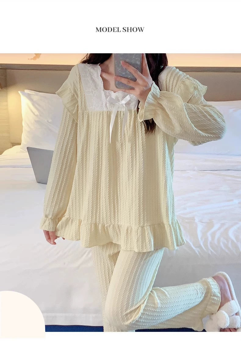 Women's spring and autumn cotton long sleeves trousers style  loungewear set