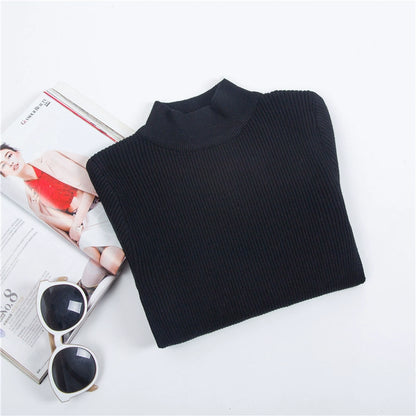 Half-High Collar Thin Elastic Bottoming Long-Sleeved knit Tops For Autumn And Winter