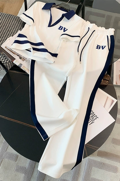 Modern Sportswear Short-Sleeved Two-Piece Set For Woman