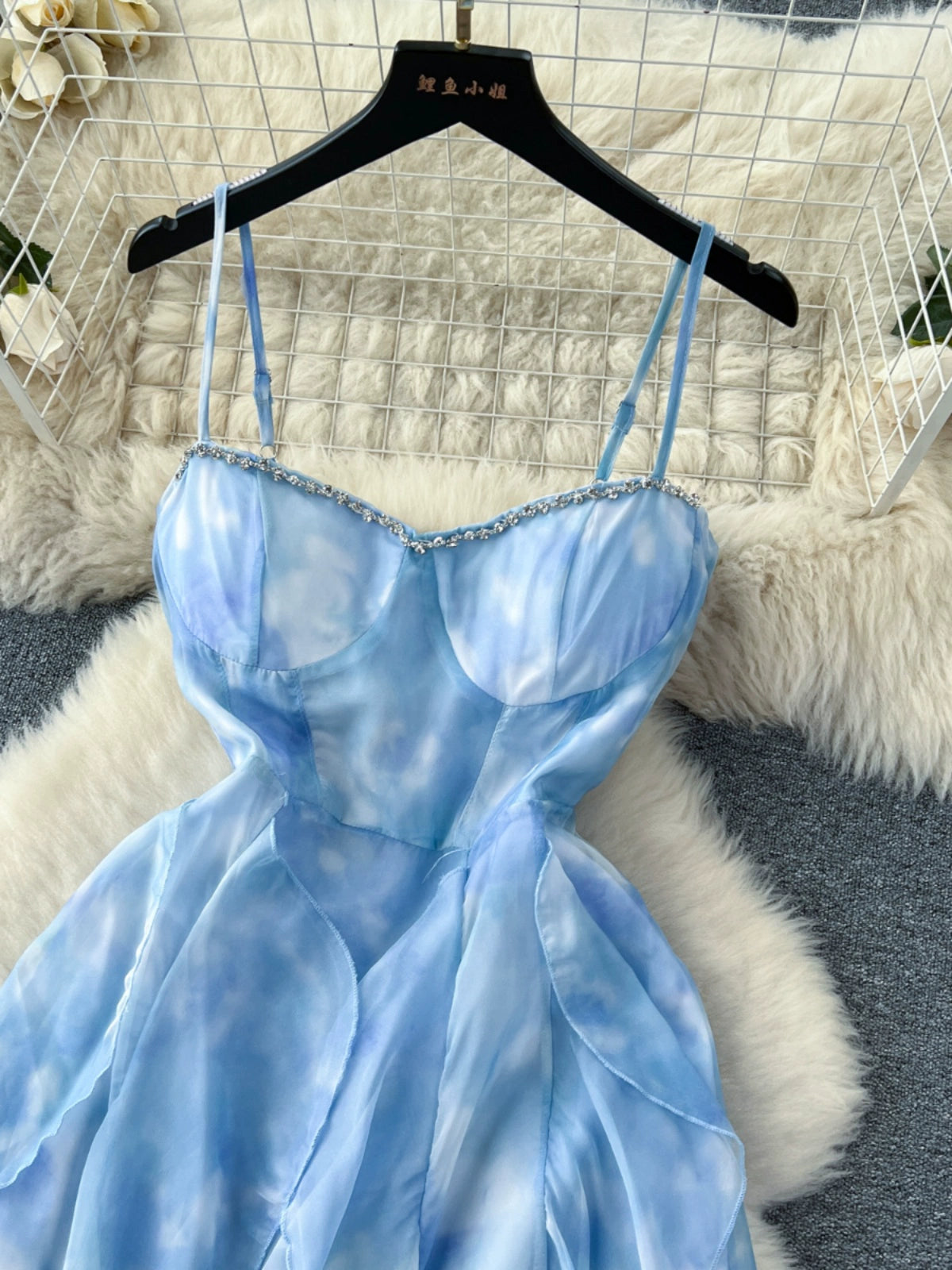 Super Fairy Bandeau Diamond Sleeveless Waist Ruffle Dress
