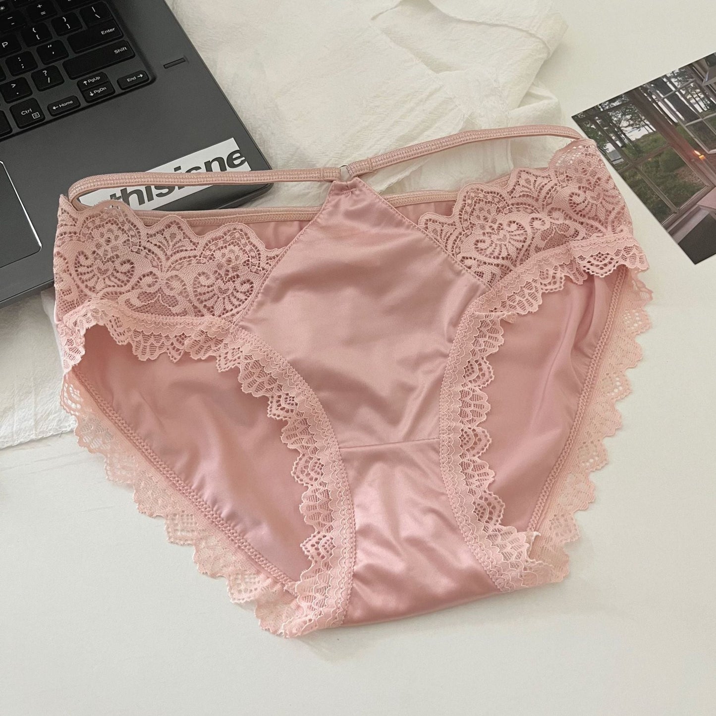 French Style Satin Lace Seamless Comfortable Panties