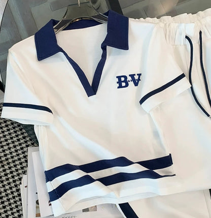 Modern Sportswear Short-Sleeved Two-Piece Set For Woman
