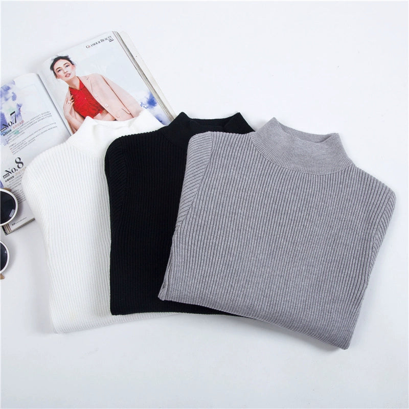 Half-High Collar Thin Elastic Bottoming Long-Sleeved knit Tops For Autumn And Winter