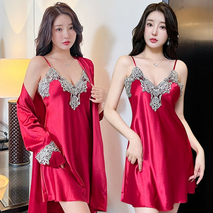 Women's suspenders Summer friendly Two piece set Night Dress