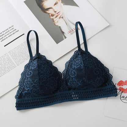 French Lace Adjustable Thin Section Deep V Triangle cup Female Bra