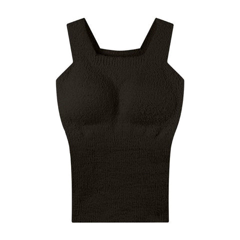 Fleece And Thickened Design Plush Thermal Vest With A Chest Pad Tops