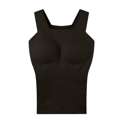 Fleece And Thickened Design Plush Thermal Vest With A Chest Pad Tops