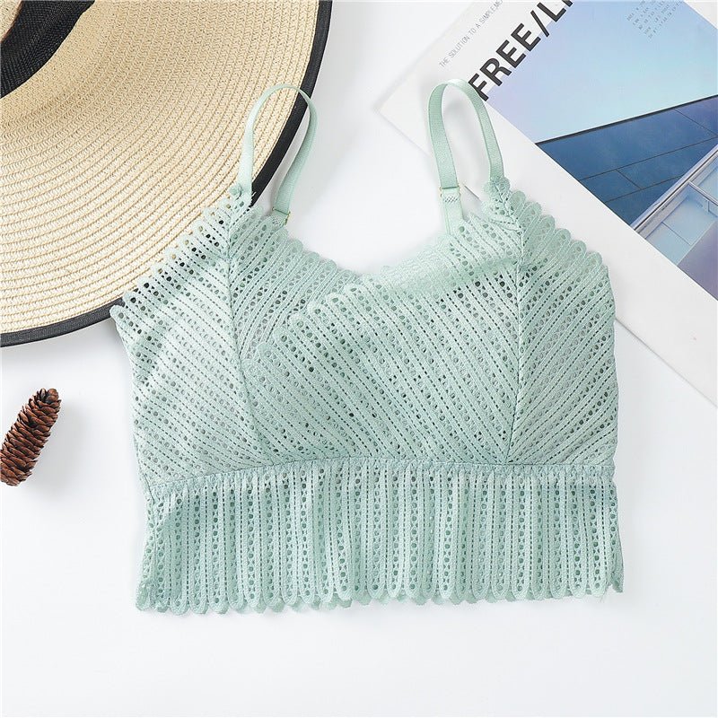 Summer New Deep V-Lace Beauty Back Cross Strap Ladies Underwear Wrap Chest Bra