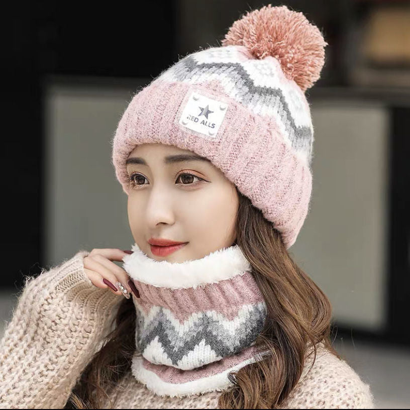 Women's Autumn And Winter Korean Version Ear Protection Wool Thickened Velvet Warm Knit Hat