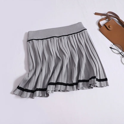 Women's Doll Collar Bow Crop Top With High Waist A-line Pleated Skirt Two-Piece Set