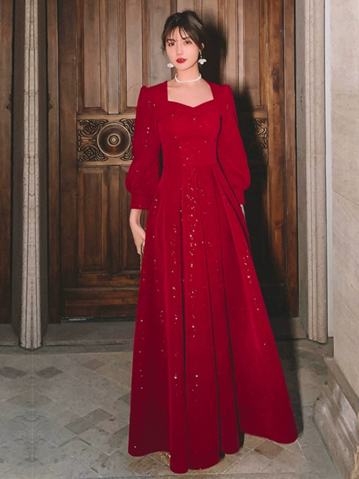 High-Quality Temperament Red Spring Dress for Bridal Returns and Occasions