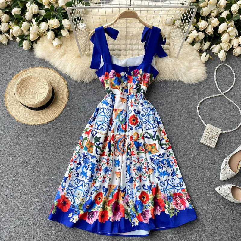 Celebrity Inspired High-End Summer Trendy Printed Slip Luxe Dresses for Women