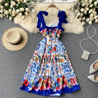 Celebrity Inspired High-End Summer Trendy Printed Slip Luxe Dresses for Women