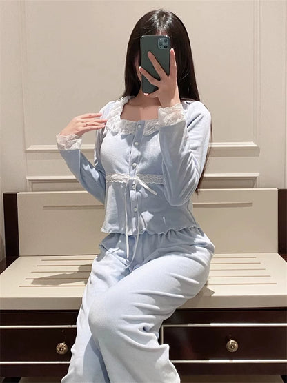 Cozy Comfortable Velvet Pajama Set with Chest Pad