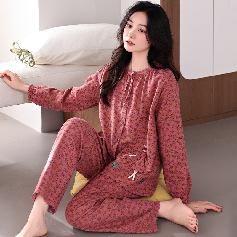 High-End Comfortable and Loose Cotton Loungewear Set for Spring & Autumn