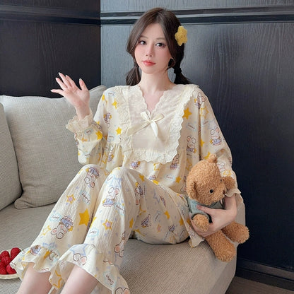 Ladies Long Sleeve Loungewear Floral Pajamas Set