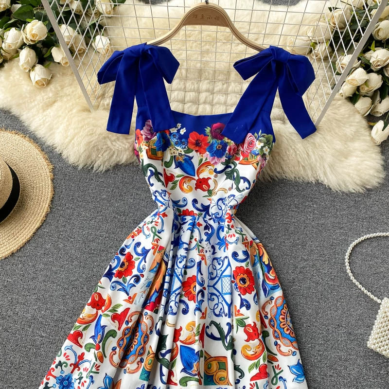 Celebrity Inspired High-End Summer Trendy Printed Slip Luxe Dresses for Women