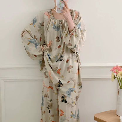 Versatile All Seasons Plus-Size Comfortable Cotton Silk Pajama Suit For Women