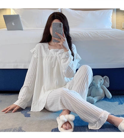 Women's spring and autumn cotton long sleeves trousers style  loungewear set