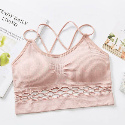 Seamless Fishnet Cut-out Wrap Summer Friendly Women's Sports Bra