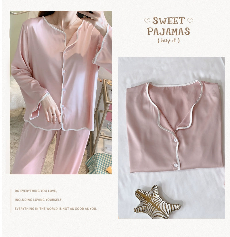 All Season Cozy Comfortable Ice Silk Loungewear Set