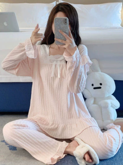 Women's spring and autumn cotton long sleeves trousers style  loungewear set