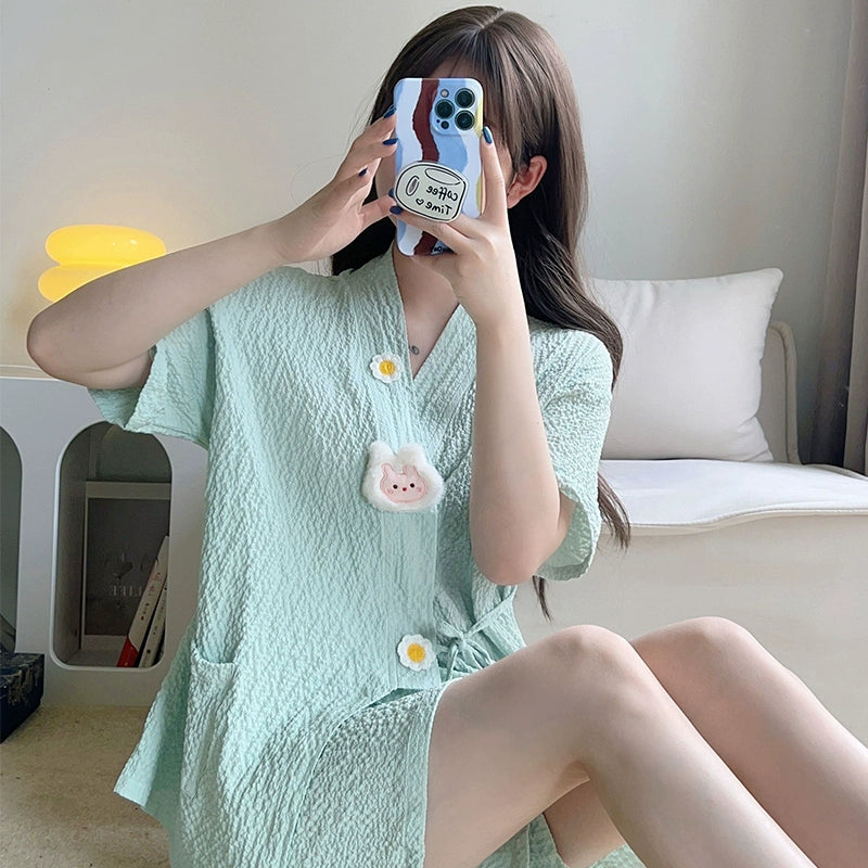 kimono Style women's summer short-sleeved loungewear two-piece suit