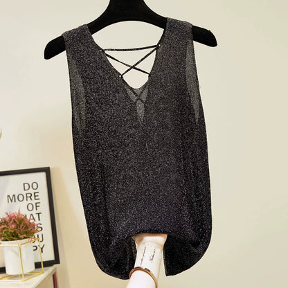 Women's Ice silk summer Friendly sleeveless knitted top