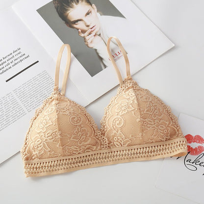 French Lace Adjustable Thin Section Deep V Triangle cup Female Bra