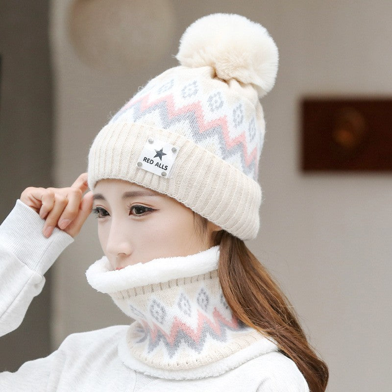 Women's Autumn And Winter Korean Version Ear Protection Wool Thickened Velvet Warm Knit Hat