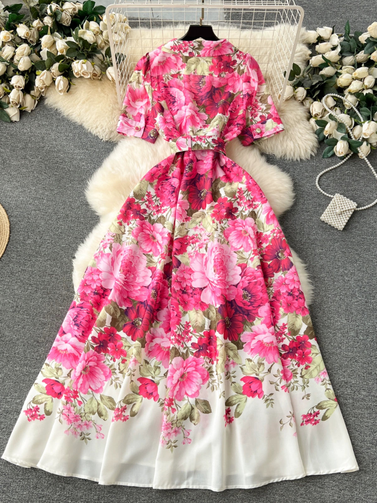 Blossom Bliss Inspired High-End Suit Collar Dress with Slim Silhouette