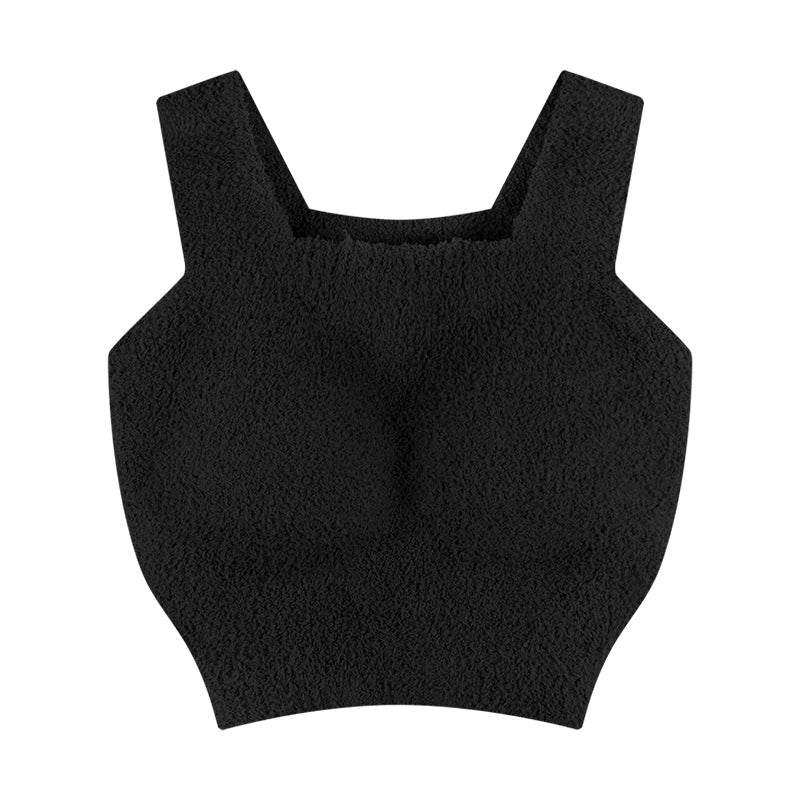 Women's Autumn And Winter With Chest Pad Thickened Short Lamb Fleece Camisole Top