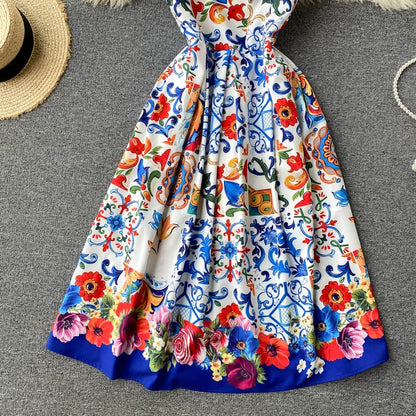 Celebrity Inspired High-End Summer Trendy Printed Slip Luxe Dresses for Women