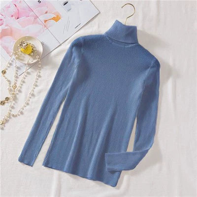 Women's Winter knitted Base Thickened Turtleneck Sweater Inner Layer Slim Cropped Top