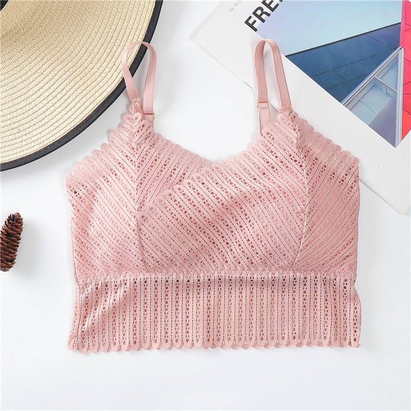 Summer New Deep V-Lace Beauty Back Cross Strap Ladies Underwear Wrap Chest Bra