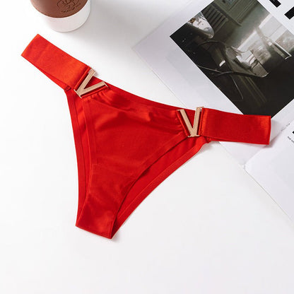 European Style Seamless Ice Silk Women's V-shaped Waist Breathable Panties.