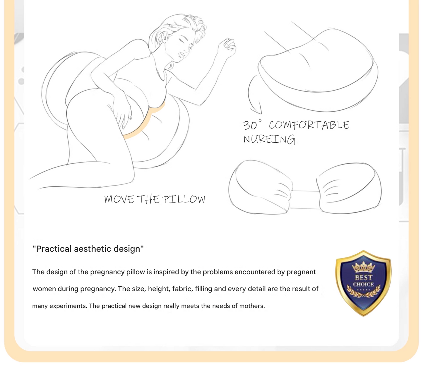 Ergonomic U-Shaped Pregnancy Pillow with Waist and Belly Support