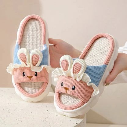 Women's Thick Sole Cute Rabbit Fluffy Warm Home Indoor Shoes