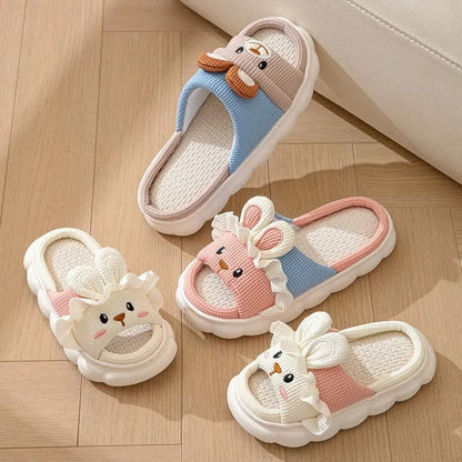 Women's Thick Sole Cute Rabbit Fluffy Warm Home Indoor Shoes